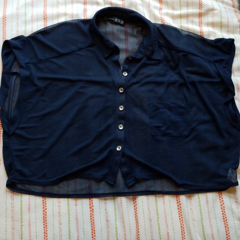 Sheer navy blue crop top